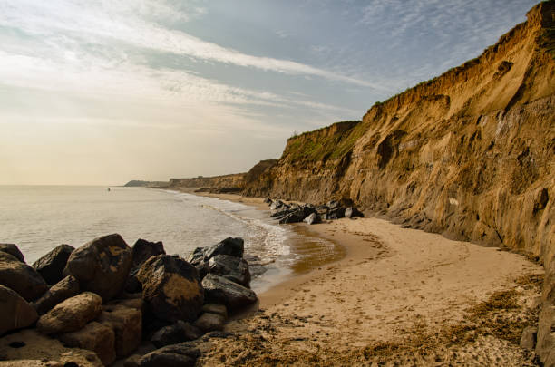 crumbling cliffs due to erosion on Norfolk coast