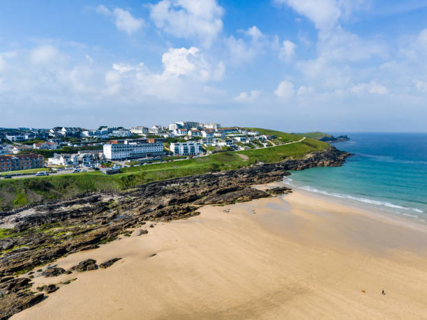 istock Hotels over look Fistral Beach in Cornwall 2154118490