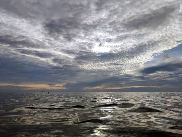 Beautiful dusk on the Gulf of Thailand at Long beach, a sandy beach stretching 20 km on the west coast of Phu Quoc island, Vietnam.