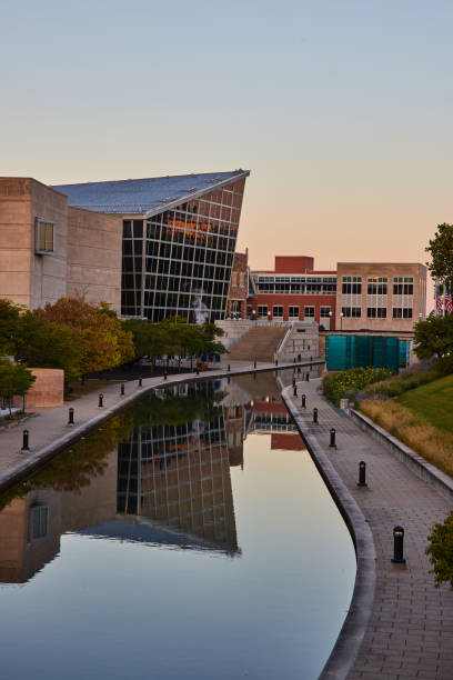 istock Modern Architecture and Waterfront Reflections at Golden Hour, Indianapolis 2154121967
