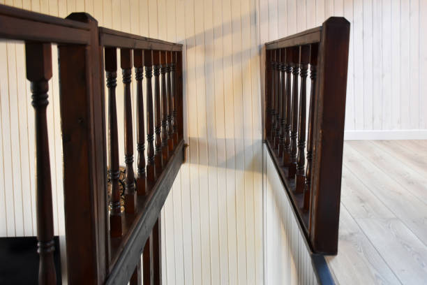 istock Indoor wooden stair railings 2154124879