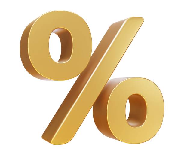 istock 3d gold sign percent discount on isolated background. Voucher gift. Vector illustration. 2154125933