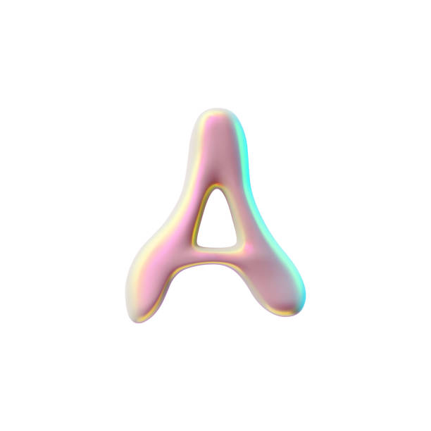 istock 3d vector letter A in holographic pink color with rainbow gradient on a white background 2154132861