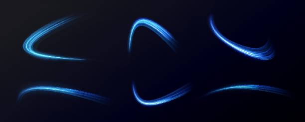 istock Neon lines of blue speed. Dynamic traces of light movement. Light wave of the trace, line of the trace. Futuristic neon light lines. Light movement effect. Neural network 2154134295
