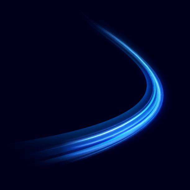 istock Neon lines of blue speed. Dynamic traces of light movement. Light wave of the trace, line of the trace. Futuristic neon light lines. Light movement effect. Neural network 2154134303
