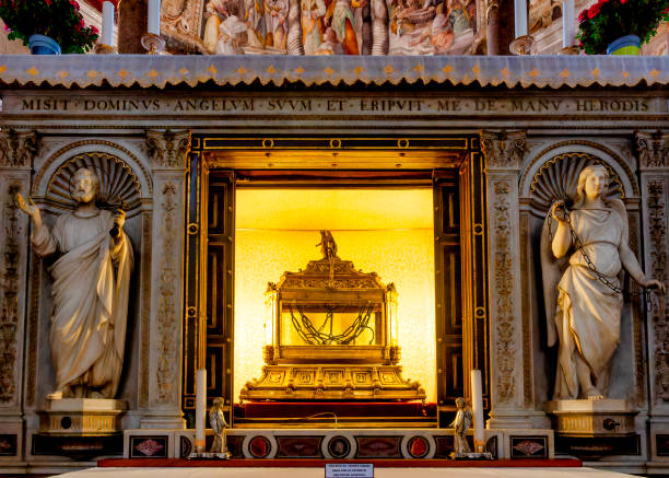 Reliquary containing the chains of St Peter in the Church of San Pietro in Vincoli, Rome, Italy