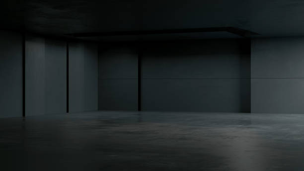 istock minimalist dark abstract interior design with geometric patterns and sleek textures. Perfect for contemporary spaces. 3D illustration 2154136467