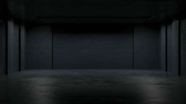 istock minimalist dark abstract interior design with geometric patterns and sleek textures. Perfect for contemporary spaces. 3D illustration 2154136470