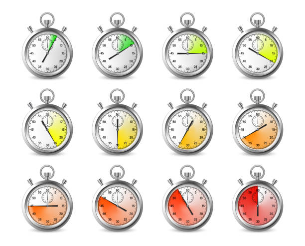 istock Sports equipment, isolated realistic clock or stopwatch with buttons, chronometer or countdown. Vector timer for sportive records and results, instrument for sportsmen and athletes, runners 2154138596