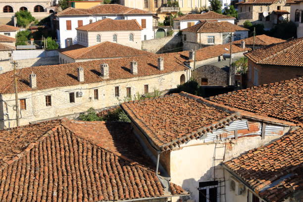 istock Traditional clay tile roofs in Albania 2154140174