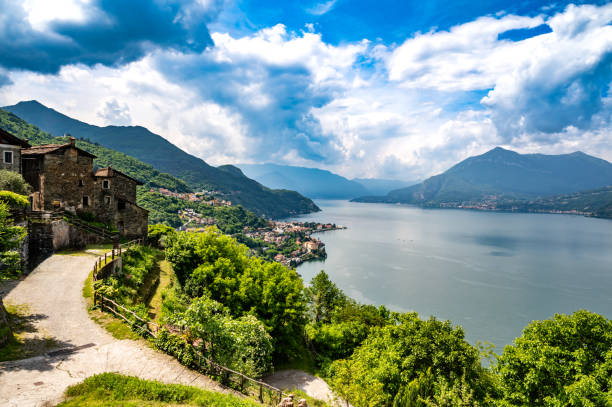 istock Landscape on Lake Como, with Bellano, Lenno and Menaggio. 2154144562