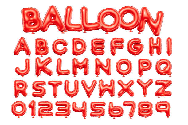 istock 3d style vector of inflated glossy red balloon alphabet and numbers on white background 2154148512