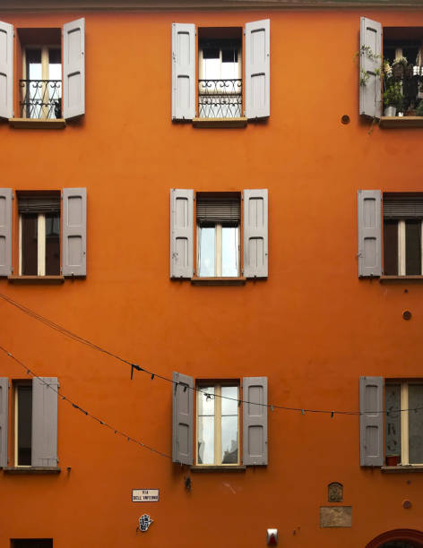 Bologna, Italy Via dell'Inferno, typical houses of the city.