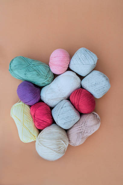 istock Layout of multicolored skeins of yarn. 2154153743