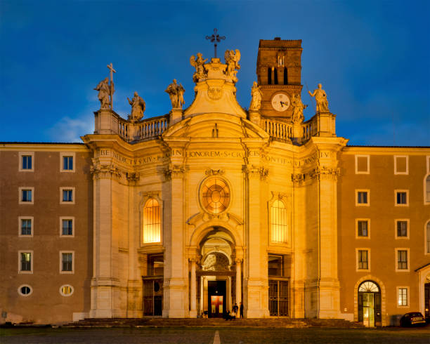 Facade of the Basilica di Santa Croce in Gerusalemme, Rome, Italy,