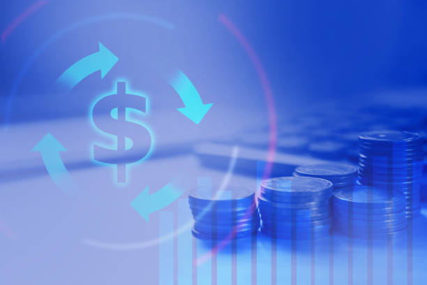 istock Cash flow icon on business background; Financial management concept 2154154792