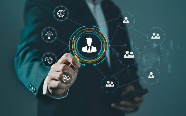 istock Human resource management concept Technology and networks hr management selection. personnel within the team talented worker 2154155088