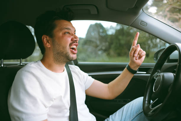 istock Young man getting angry on the road 2154157458
