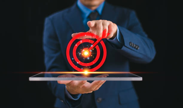 istock Start calendar 2024 plan concept. Businessman show global network with action target business trend 2024 strategy. Goal challenge person planning growth New year 2024, digital marketing, profit income 2154164845