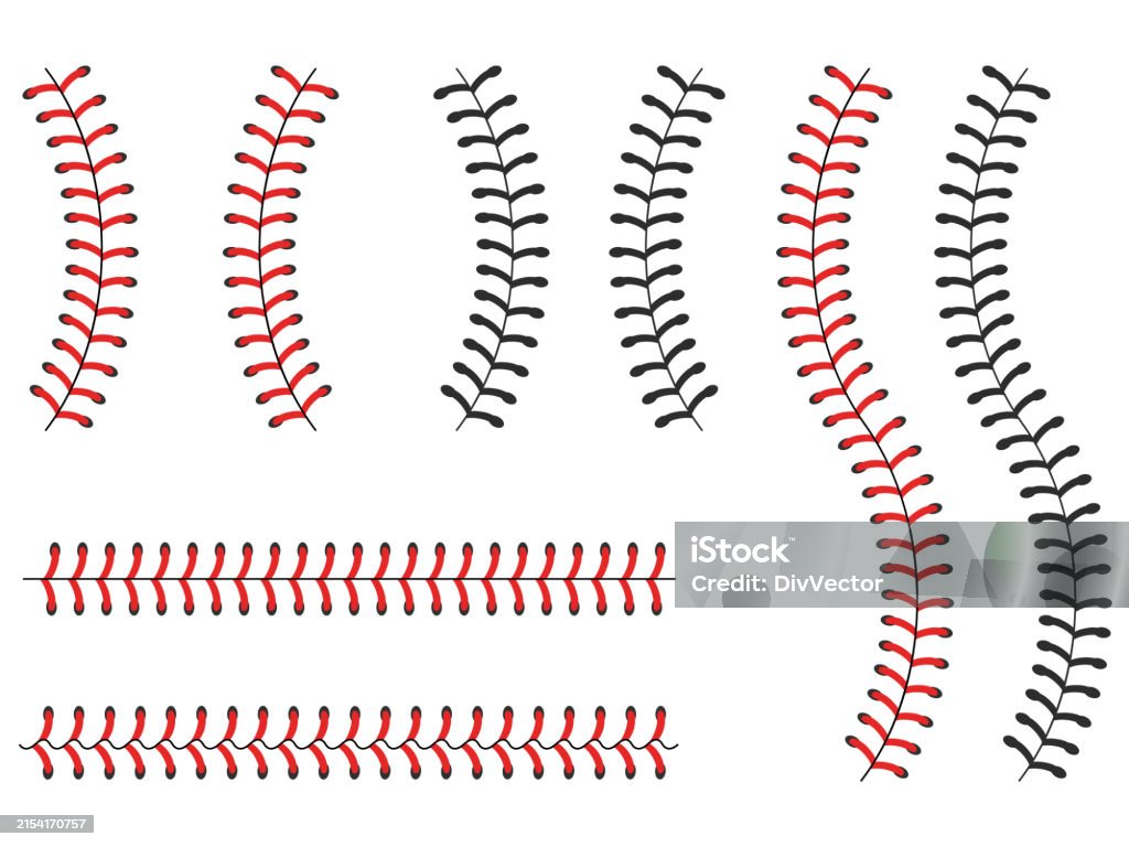 Baseball Stitches Vector Set Stock Illustration - Download Image Now ...