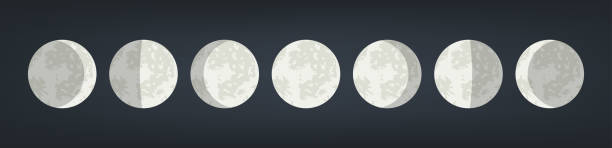 istock Moon phases astronomy icons set. The entire cycle from new moon to full. Vector illustration 2154170774