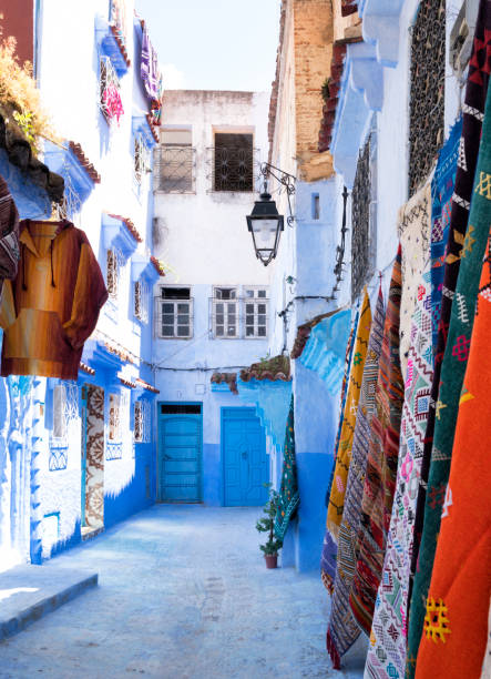 Traditional souk in the blue streets of Medina, Chefchaouen.