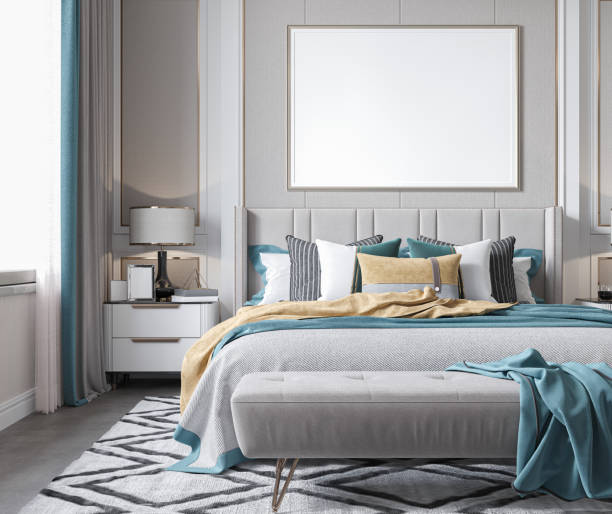 istock mock up poster frame in modern interior background, living room. 3D render, 3D illustration 2154177712