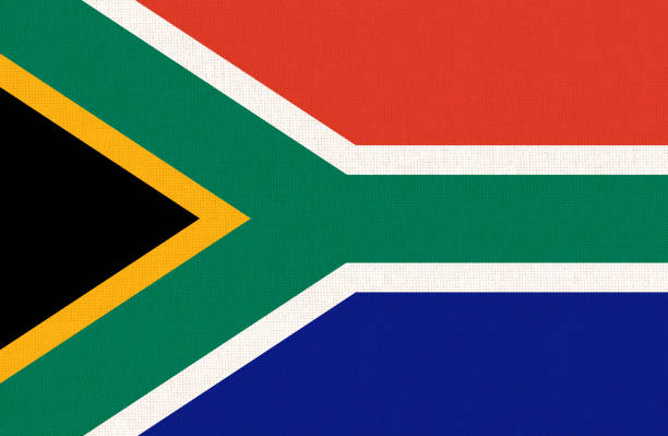 istock Flag of South Africa. South African flag on fabric surface. Fabric texture 2154178970