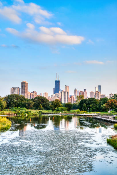 istock Chicago Skyline during a Sunny Day over the Pond in Lincoln Park 2154179122