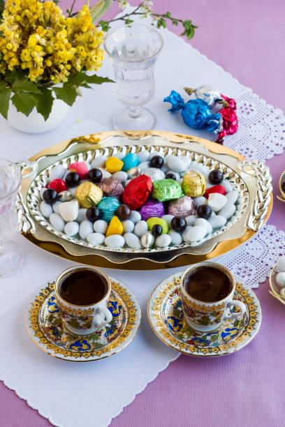 istock Colorful Almond Candies with Turkish Coffee 2154181892