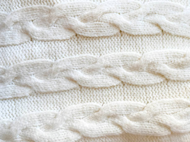 istock White wool knit sweater with braids and folds. Fabric background. 2154184181