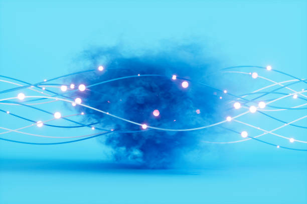istock Futuristic Technology Innovation Background. Cloud with neon wires. Blue Background. 2154186826