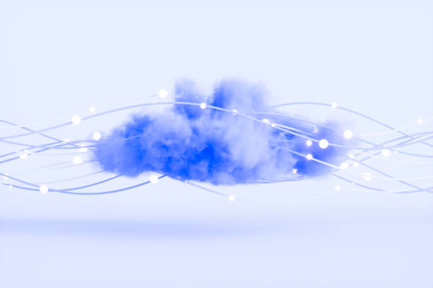 istock Futuristic Technology Innovation Background. Cloud with neon wires. Blue Background. 2154186833