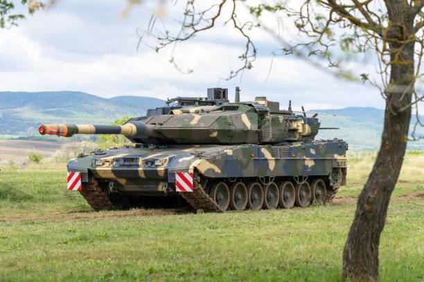 istock German-made Leopard 2A7 tank with camouflage paint 2154187183