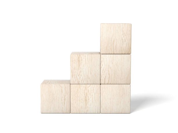 istock Six wooden blocks isolated on white background. Blank. Empty. Chart. 2154193461