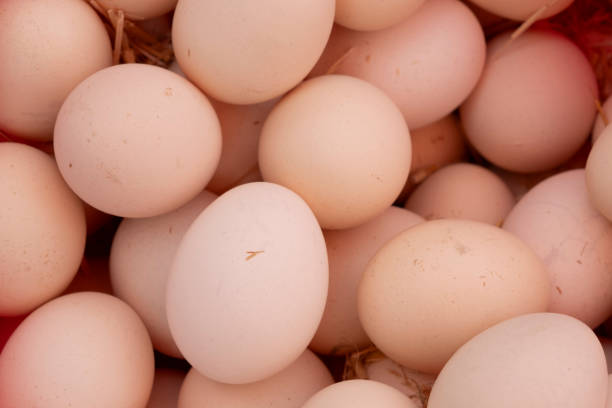 istock Organic village chicken eggs at the market 2154194267