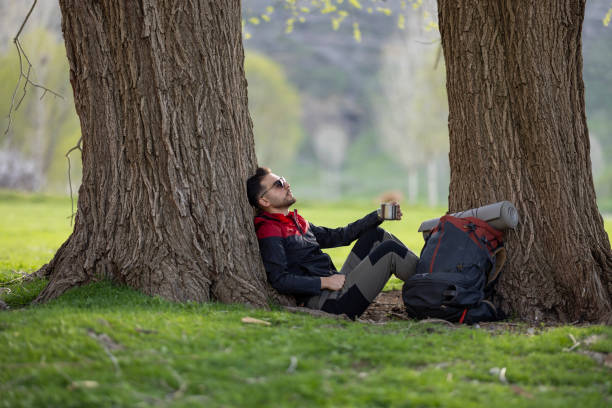 istock Young man travel in nature heart 2154195755