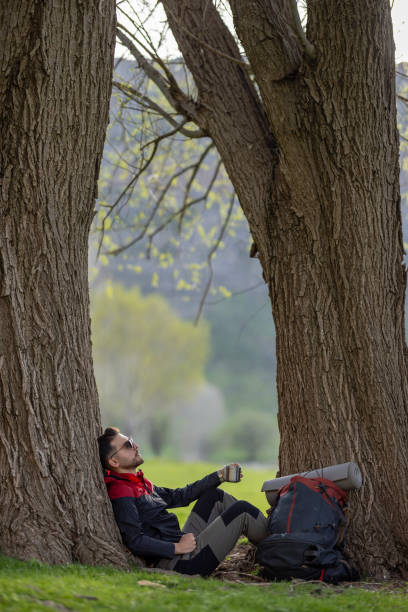 istock Young man travel in nature heart 2154195796