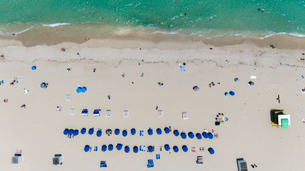 istock Aerial view of bathers at Miami Beach 2154195921