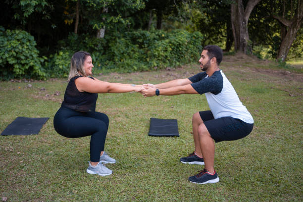 istock Physical exercise in a wooded area 2154197402
