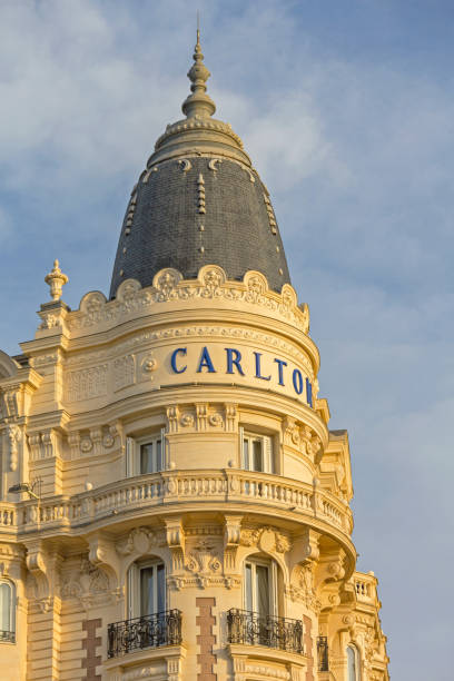 Cannes, France - February 1, 2016: Luxury Hotel Carlton Historic Building at French Riviera Winter Day.