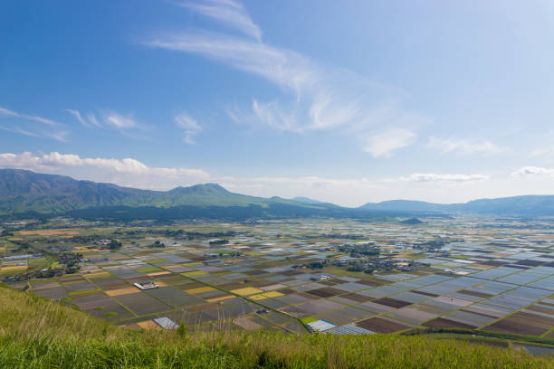 istock Scenery of Aso in Kumamoto Prefecture and rice fields from a hill 2154203632