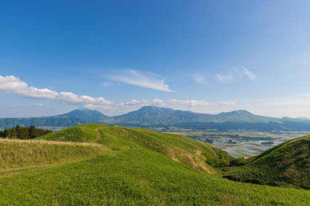 istock Scenery of Aso in Kumamoto Prefecture and rice fields from a hill 2154203687