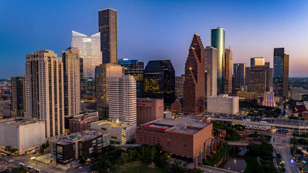istock Aerial view of downtown Houston, Texas at sunset 2154204620