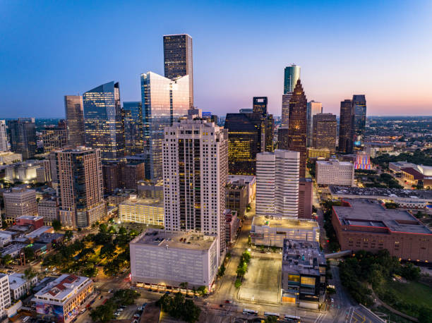 istock Aerial view of downtown Houston, Texas at sunset 2154204628