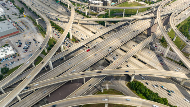 istock Aerial view of large highway interchange 2154204691