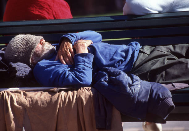 Homeless Man Sleeping On A Bench At Amsterdam The Netherlands 23-9-2024