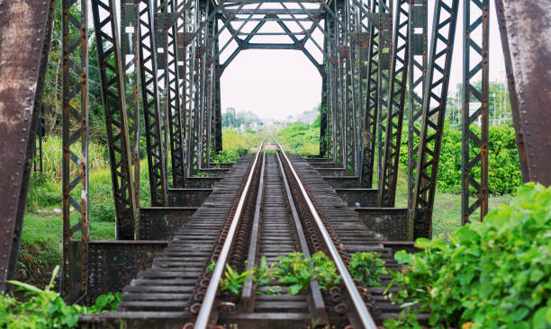 istock Iron bridge over the ditch or old railway canal 2154217555