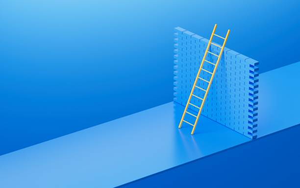 istock Firewall ladder hurdle climbing over wall 2154220914
