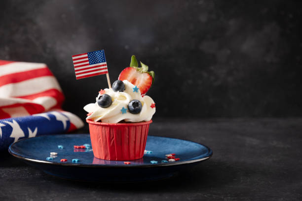 istock American cupcake with USA flags for Patriotic Independence Day. 2154221432